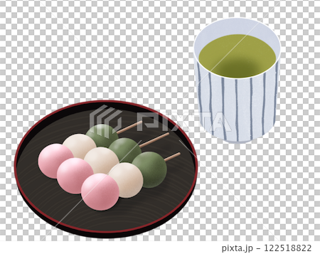 Tricolor dumplings and tea 122518822