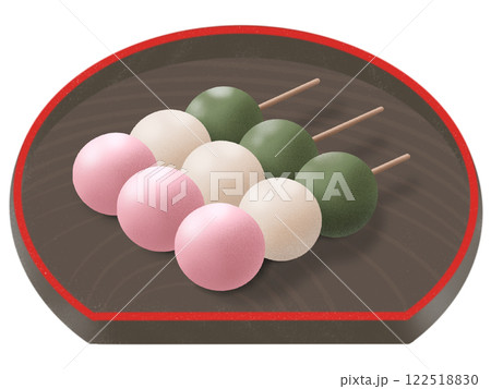 お皿に乗った三色団子 122518830