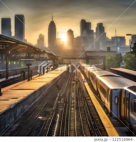 First Light at the Platform: Commuters Greet the Day 122518964