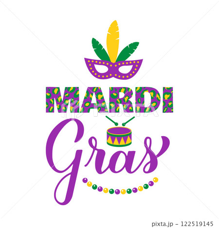 Mardi Gras calligraphy hand lettering. Fat Tuesday traditional carnival in New Orleans. Vector template for banner, typography poster, flyer, shirt design, etc. Mardi Gras calligraphy hand lettering. Fat Tuesday traditional carnival in New Orleans. Vector template for banner, typography poster, flyer, shirt design, etc. 122519145