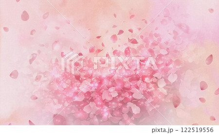花びら舞い散る桜の背景素材 122519556