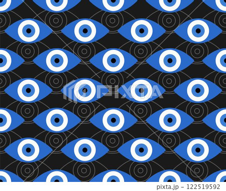 Evil eye seamless pattern. Blue colored textured vector background. Amulet Evil eye seamless pattern. Blue colored textured vector background. Amulet 122519592