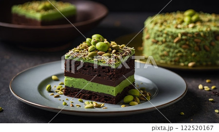 Pistachio Chocolate Layer Cake Slice Pistachio Chocolate Layer Cake Slice 122520167