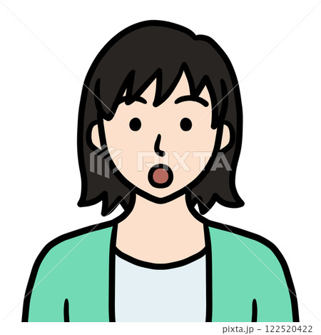 若い女性のアイコン（驚く） 122520422