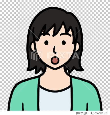 若い女性のアイコン（驚く） 122520422