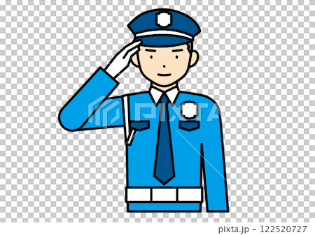 Young male security guard saluting 122520727