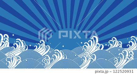 波,放射,和風,おめでたい 122520931