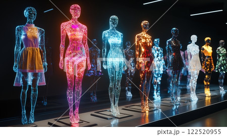 未来的なAIモデルが輝くバーチャルランウェイ 未来的なAIモデルが輝くバーチャルランウェイ 122520955