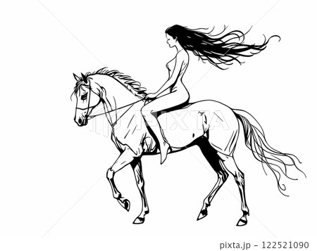 Elegant Woman Riding a Horse 122521090