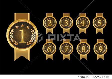 Set of gold numbers.Vector golden numbers, Award golden label Set of gold numbers.Vector golden numbers, Award golden label 122521446