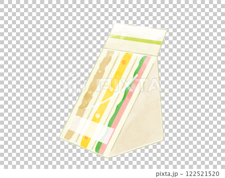 便利商店出售的包裝好的三明治插圖（水彩風格版本） 122521520