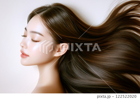 風になびく艶やかな髪の美しい女性 風になびく艶やかな髪の美しい女性 122522020