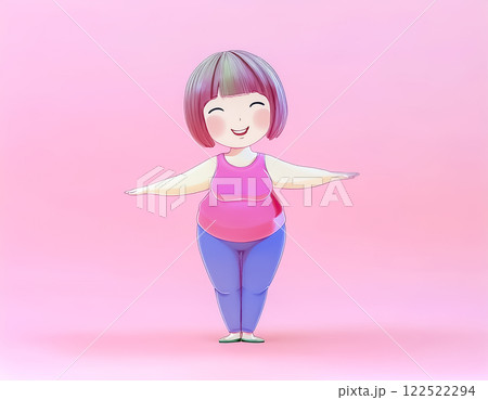 運動する女性のイメージ素材　切り紙 122522294