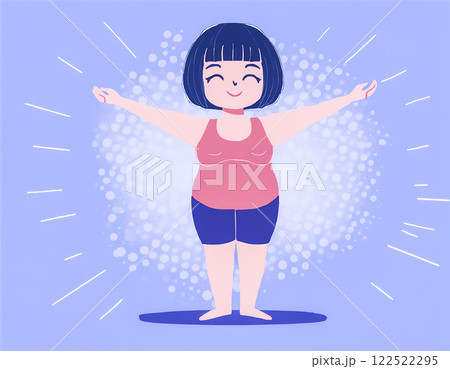 運動する女性のイメージ素材　切り紙 122522295