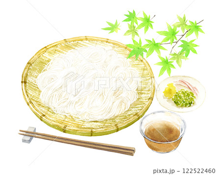水彩で描いたそうめん　ベクターイラスト 122522460