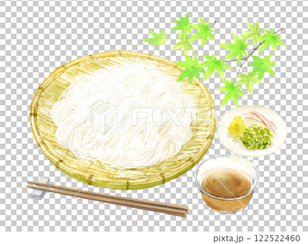 水彩で描いたそうめん　ベクターイラスト 122522460