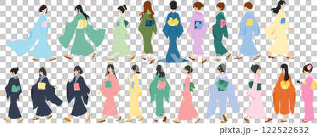 穿著浴衣(和服)的女性插圖集 穿著浴衣(和服)的女性插圖集 122522632
