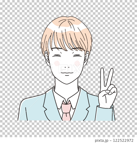 ビューティー さわやかな制服の男子学生の上半身のイラストレーション ビューティー さわやかな制服の男子学生の上半身のイラストレーション 122522972