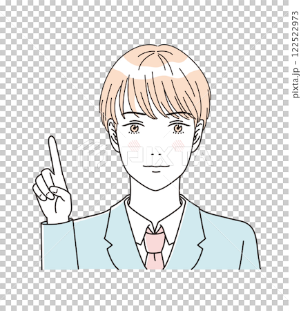 Beauty: Illustration of the upper body of a refreshing male student in uniform 122522973
