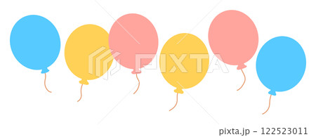 風船イラストセット素材・かわいい・シンプル・空に浮かぶ 122523011