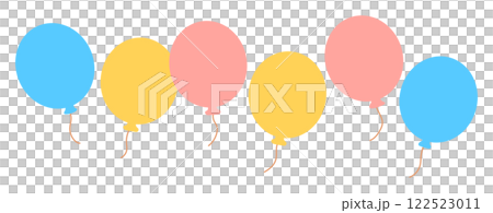 風船イラストセット素材・かわいい・シンプル・空に浮かぶ 122523011