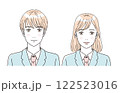 ビューティー さわやかな制服を着た男女の学生の上半身のイラストレーション ビューティー さわやかな制服を着た男女の学生の上半身のイラストレーション 122523016