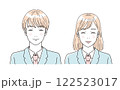 ビューティー さわやかな制服を着た男女の学生の上半身のイラストレーション ビューティー さわやかな制服を着た男女の学生の上半身のイラストレーション 122523017