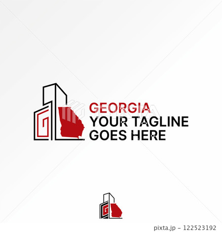 Logo design graphic concept creative premium vector stock image graphic initial GC CG font Georgia maps line building office city scape skycraper view 122523192