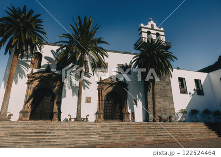 Historic white church with Historic white church with 122524464