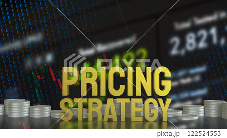 The Gold Pricing strategy and coins for Business concept 3d Rendering. The Gold Pricing strategy and coins for Business concept 3d Rendering. 122524553