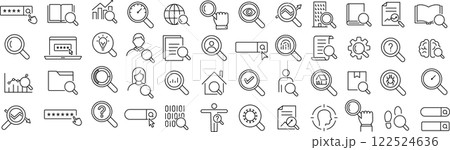ベクターでモノクロの検索に関する線画アイコンセット 122524636
