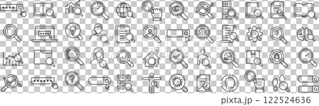 Set of monochrome line icons about search in vector 122524636