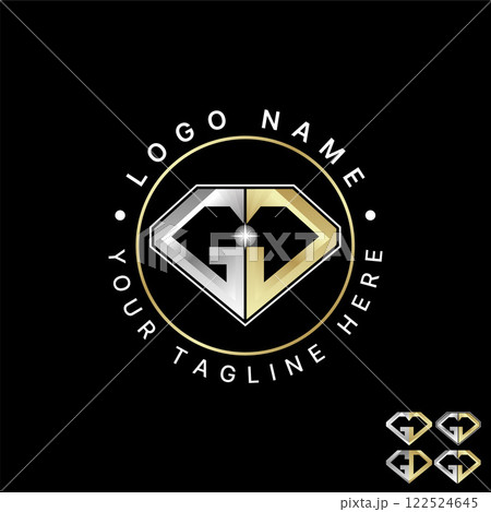 Logo design graphic concept creative premium vector stock image graphic initial GC GD font pentagon diamond superman to monogram typography jewellery 122524645