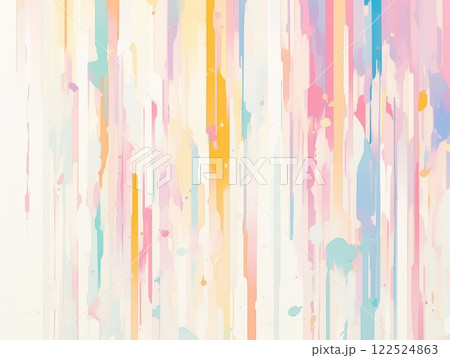 パステルトーンの垂れ下がるストライプが特徴的な抽象アート 122524863