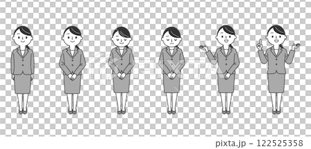 Illustration set of a woman in a suit, full body, vector Illustration set of a woman in a suit, full body, vector 122525358