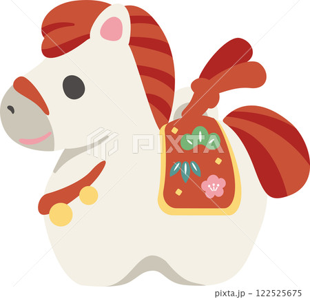 年賀2026　年賀状2026　馬　午　土鈴　干支　かわいい　シンプル　デザイン　イラスト素材 122525675