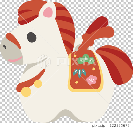 年賀2026　年賀状2026　馬　午　土鈴　干支　かわいい　シンプル　デザイン　イラスト素材 122525675