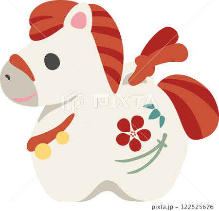 年賀2026　年賀状2026　馬　午　土鈴　干支　かわいい　シンプル　デザイン　イラスト素材 122525676