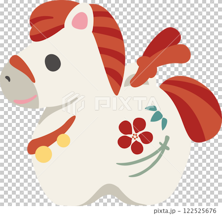 2026新年賀卡2026年馬馬粘土鈴鐺十二生肖可愛簡約設計插圖素材 122525676