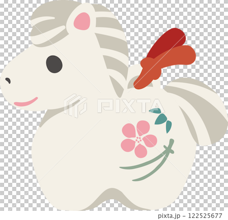 New Year 2026 New Year's card 2026 Horse Horse Clay bell Zodiac Cute Simple Design Illustration material 122525677