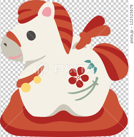 New Year 2026 New Year's card 2026 Horse Horse Clay bell Zodiac Cute Simple Design Illustration material 122525679