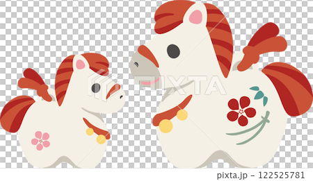 2026新年賀卡2026年馬馬泥鈴父母子女家庭十二生肖可愛設計插畫素材 122525781