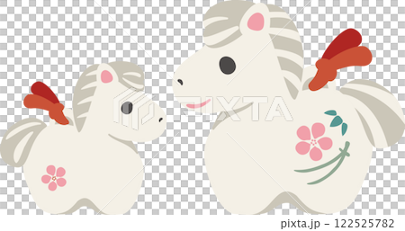 2026新年賀卡2026年馬馬泥鈴父母子女家庭十二生肖可愛設計插畫素材 122525782