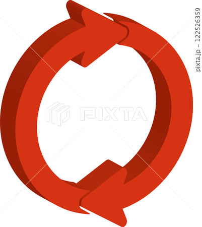 赤い立体的な循環矢印サイクルのアイコンイラスト 赤い立体的な循環矢印サイクルのアイコンイラスト 122526359