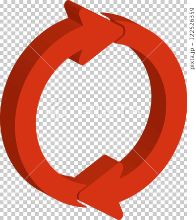 赤い立体的な循環矢印サイクルのアイコンイラスト 赤い立体的な循環矢印サイクルのアイコンイラスト 122526359
