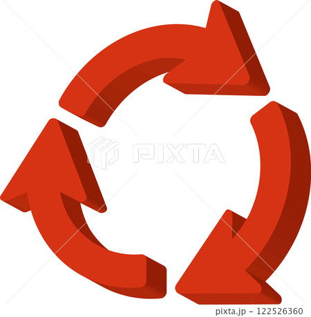赤い立体的な循環矢印サイクルのアイコンイラスト 122526360