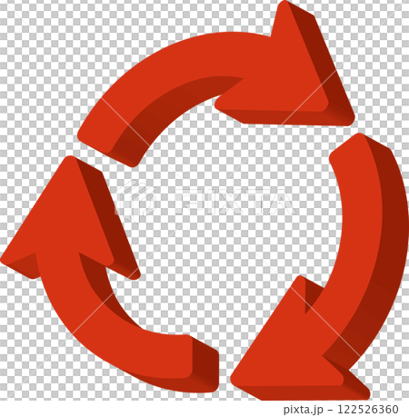赤い立体的な循環矢印サイクルのアイコンイラスト 122526360