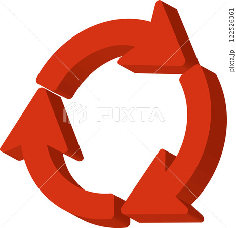 赤い立体的な循環矢印サイクルのアイコンイラスト 122526361