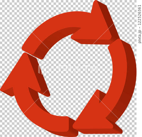 赤い立体的な循環矢印サイクルのアイコンイラスト 122526361