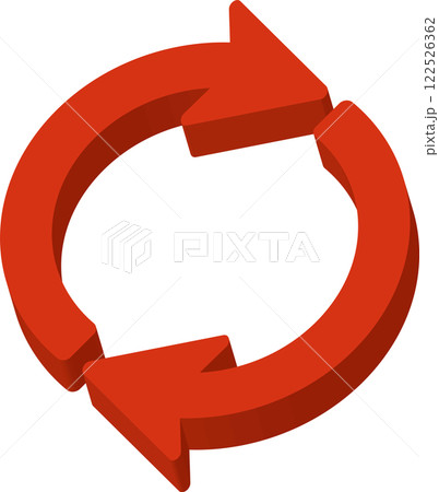 赤い立体的な循環矢印サイクルのアイコンイラスト 122526362